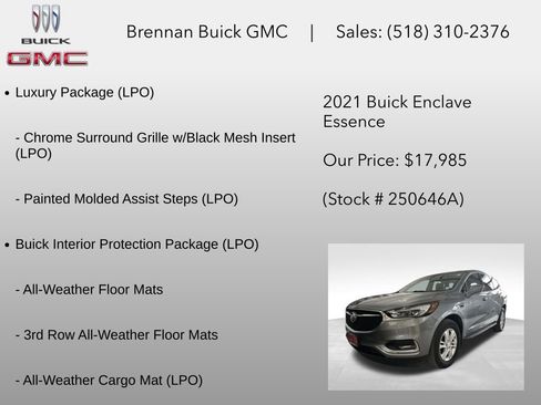 Certified 2021 Buick Enclave Essence w/ Sound and Sites Package AWD/4WD image 6