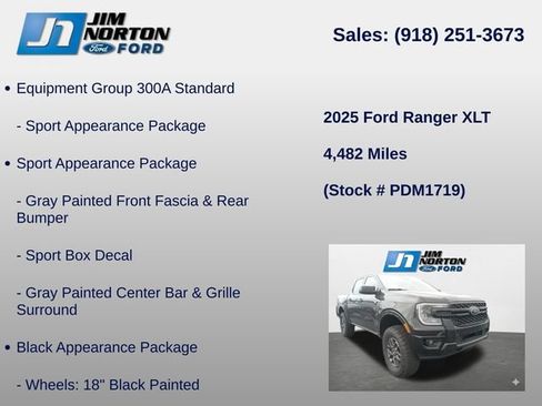 Used 2025 Ford Ranger XLT w/ Black Appearance Package AWD/4WD image 8