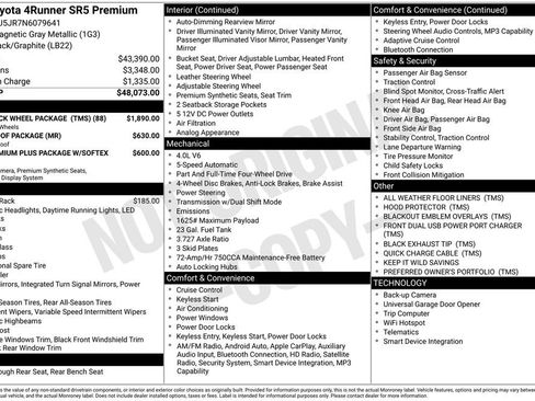Used 2022 Toyota 4Runner SR5 Premium w/ TRD Black Wheel Package (TMS) AWD/4WD image 5