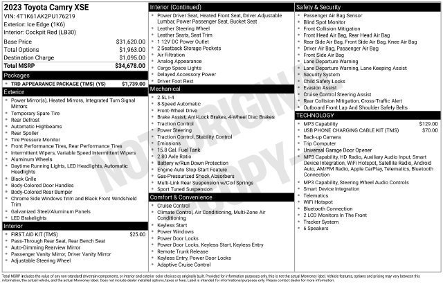 Certified 2023 Toyota Camry XSE w/ TRD Appearance Package (TMS) FWD image 34
