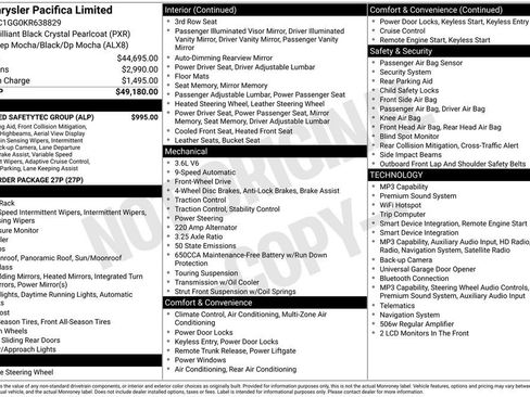 Used 2019 Chrysler Pacifica Limited w/ Advanced Safetytec Group FWD image 6