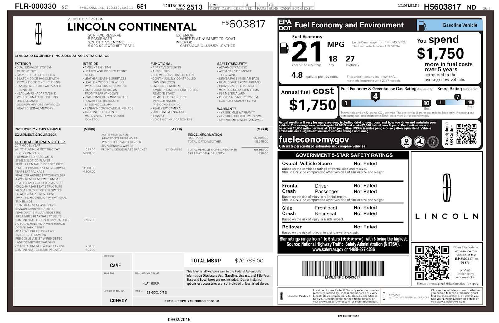 Used 2017 Lincoln Continental Reserve w/ Luxury Package FWD image 7