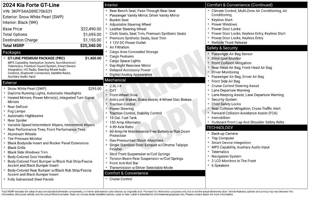 Used 2024 Kia Forte GT-Line w/ GT-Line Premium Package FWD image 5