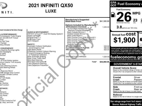 Used 2021 INFINITI QX50 Luxe w/ Appearance Package image 2