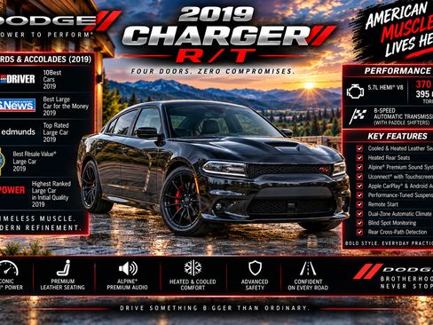 Used 2019 Dodge Charger R/T w/ Plus Group RWD image 2
