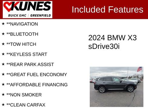 Used 2024 BMW X3 sDrive30i w/ Convenience Package RWD image 3
