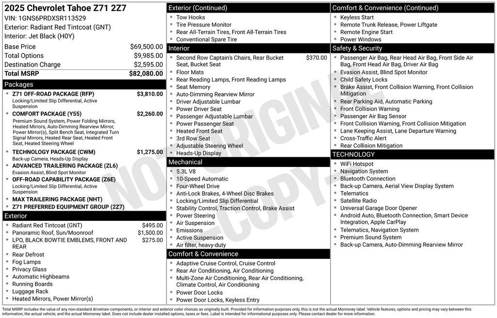 Used 2025 Chevrolet Tahoe Z71 w/ Z71 Off-Road Package AWD/4WD image 43