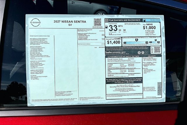 New 2027 Nissan Sentra SV w/ Floor Mat Package FWD image 12