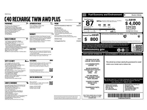 Used 2023 Volvo C40 P8 Recharge Plus AWD/4WD image 2