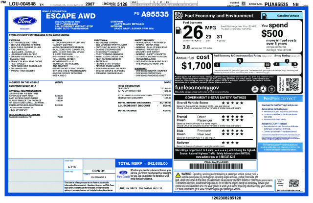 Used 2023 Ford Escape Platinum w/ Premium Technology Package AWD/4WD image 42