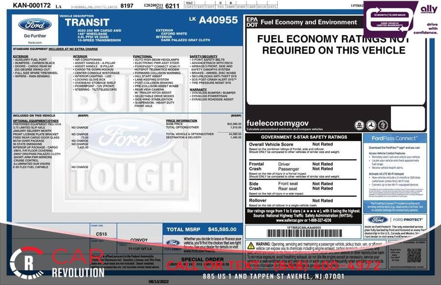 Used 2020 Ford Transit 250 Medium Roof AWD w/ Interior Upgrade Package image 2
