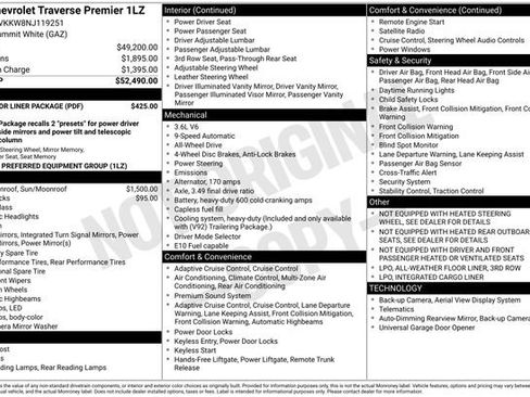 Used 2022 Chevrolet Traverse Premier w/ LPO, Floor Liner Package image 5