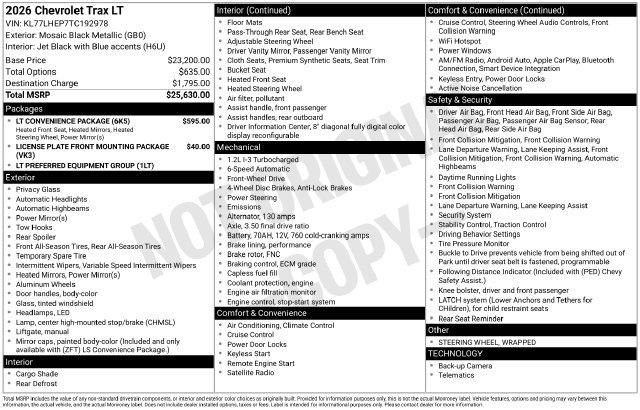 New 2026 Chevrolet Trax LT w/ LT Convenience Package FWD image 24