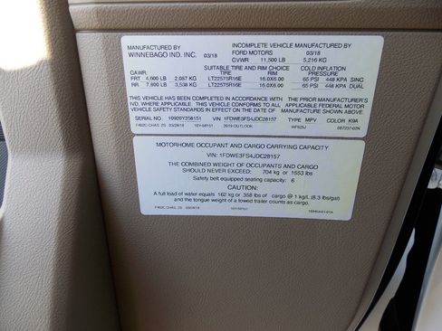 Used 2018 Ford E-350 and Econoline 350 Super Duty w/ Motorhome Prep Package image 10