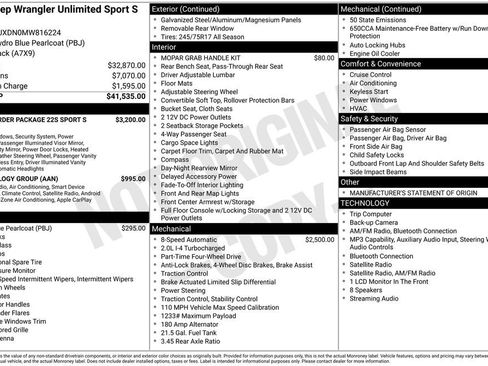 Used 2021 Jeep Wrangler Unlimited Sport AWD/4WD image 36