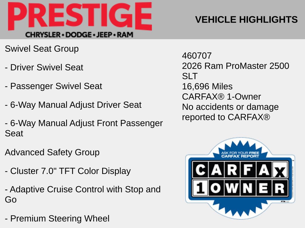 Used 2026 RAM ProMaster 2500 w/ Quick Order Package 22G SLT FWD image 12