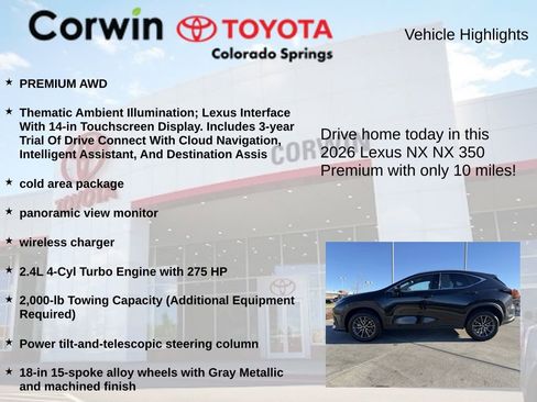 Used 2026 Lexus NX 350 AWD w/ Premium Package image 6