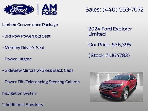 Certified 2024 Ford Explorer Limited w/ Limited Technology Package AWD/4WD image 12
