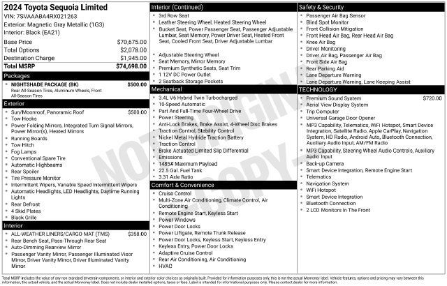 Used 2024 Toyota Sequoia Limited w/ Nightshade Package AWD/4WD image 10