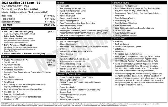 Certified 2025 Cadillac CT4 Sport w/ Cold Weather Package RWD image 35