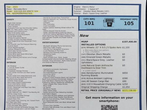 Used 2023 Mercedes-Benz EQS 450+ 4MATIC SUV image 53