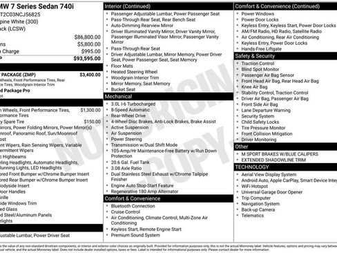 Used 2022 BMW 740i w/ M Sport Package RWD image 11
