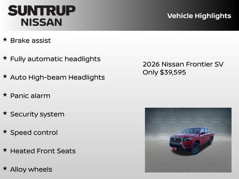 New 2026 Nissan Frontier SV w/ All-Weather Content Package image 30