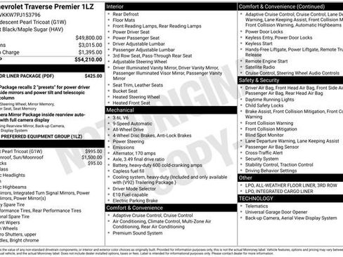 Used 2023 Chevrolet Traverse Premier w/ LPO, Floor Liner Package AWD/4WD image 39