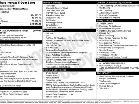 Used 2024 Subaru Impreza 2.0i Sport image 32