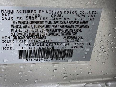 New 2025 Nissan Versa S w/ Trunk Package image 21