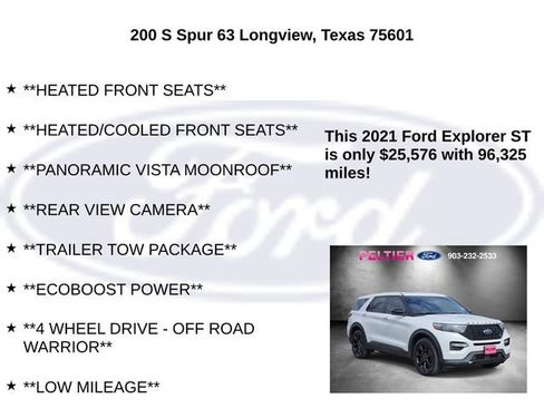 Certified 2021 Ford Explorer ST w/ Equipment Group 401A image 30