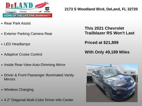 Used 2021 Chevrolet TrailBlazer RS w/ Sun and Liftgate Package AWD/4WD image 6