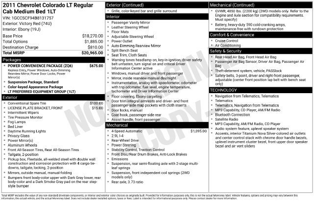 Used 2011 Chevrolet Colorado LT w/ Power Convenience Package RWD image 4