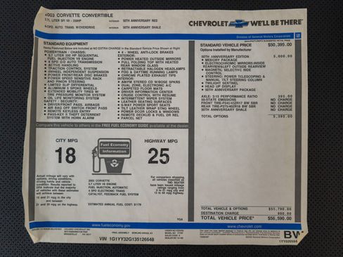Used 2003 Chevrolet Corvette Convertible w/ Preferred Equipment Group1 RWD image 23