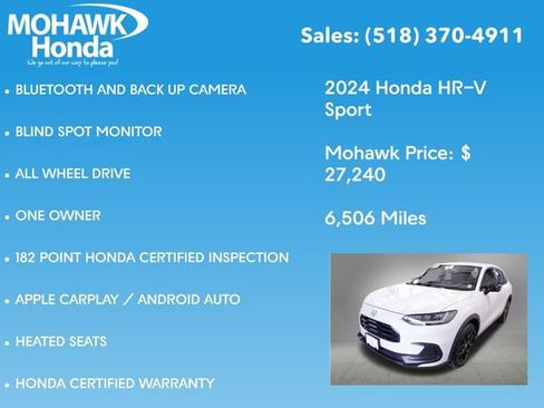 Certified 2024 Honda HR-V Sport image 8