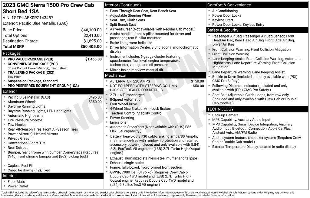 Used 2023 GMC Sierra 1500 Pro w/ Pro Value Package AWD/4WD image 37