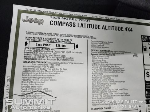 New 2026 Jeep Compass Latitude w/ Quick Order Package 29K image 37