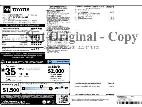 Used 2025 Toyota Sienna XLE w/ XLE Plus Package AWD/4WD image 2