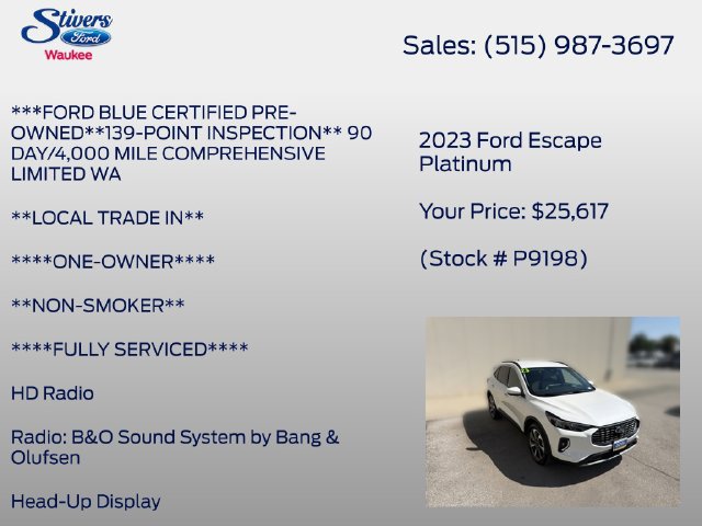 Certified 2023 Ford Escape Platinum w/ Premium Technology Package AWD/4WD image 16
