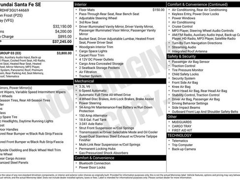 Used 2016 Hyundai Santa Fe SE w/ Option Group 03 image 6