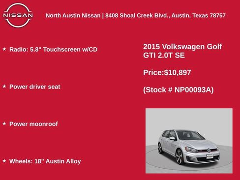 Used 2015 Volkswagen GTI SE FWD image 2