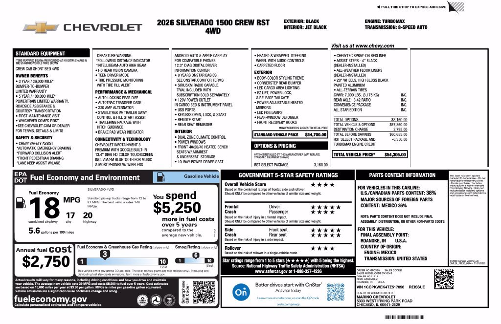 New 2026 Chevrolet Silverado 1500 RST w/ RST Select Package AWD/4WD image 2