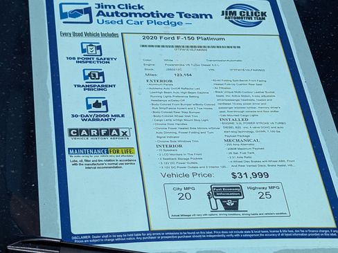 Used 2020 Ford F150 Platinum w/ Equipment Group 701A Luxury AWD/4WD image 17