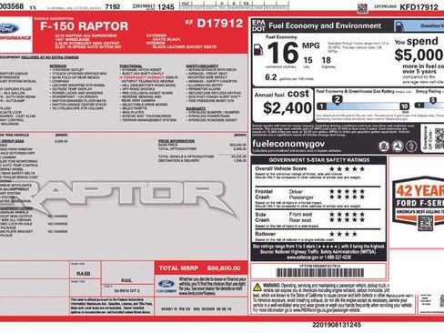Used 2019 Ford F150 Raptor w/ Equipment Group 802A Luxury AWD/4WD image 32