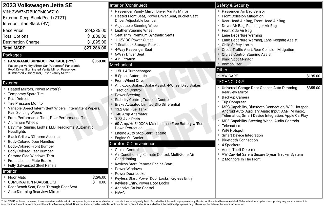 Used 2023 Volkswagen Jetta SE w/ Panoramic Sunroof Package FWD image 5