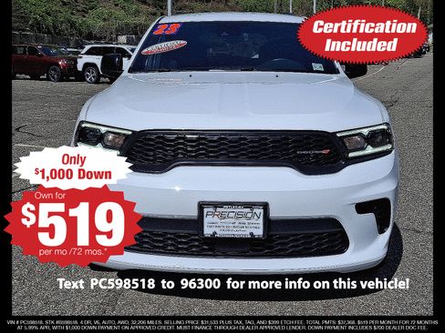 Certified 2023 Dodge Durango GT AWD/4WD image 1