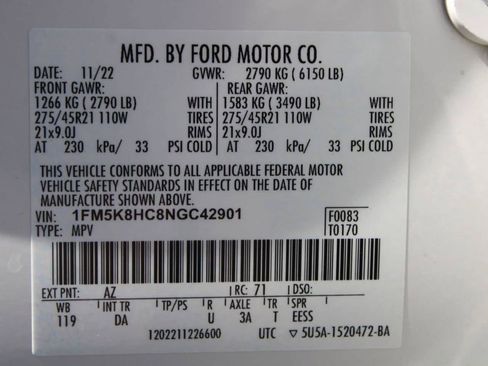 Used 2022 Ford Explorer Platinum w/ Equipment Group 601A AWD/4WD image 45