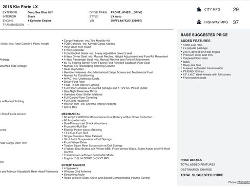 Used 2018 Kia Forte LX w/ LX Popular Package image 2