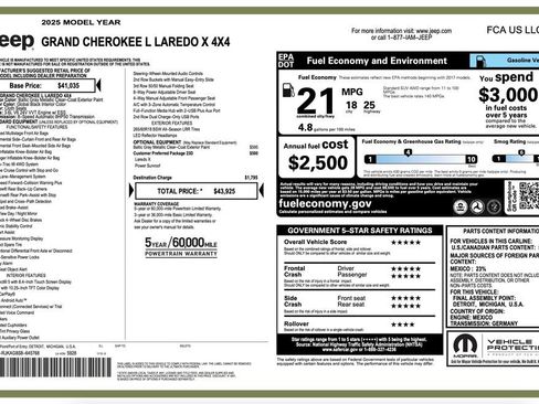 Certified 2025 Jeep Grand Cherokee L Laredo AWD/4WD image 2