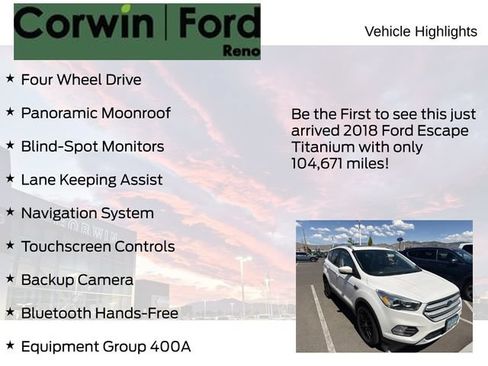 Certified 2018 Ford Escape Titanium w/ Ford Safe & Smart Package AWD/4WD image 4